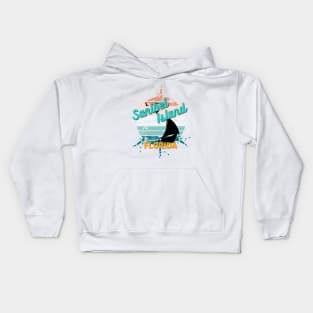 Sanibel Island Florida Retro Exploding Sunset Kids Hoodie